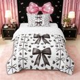 thumbnail image 1 of Erosebridal Girls Cartoon Ribbon Bow Twin Comforter Sets 3-Piece,Black Love Heart Bedding Set for Kids Teens,Microfiber Bedroom Decor, 1 of 6