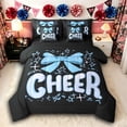 thumbnail image 1 of Erosebridal Girls Cheerleading Bow Bedding Comforter Set 7-Piece,Teens Blue Stars Print King Bedding Sets,Black Reversible,Lightweight Room Decor, 1 of 6