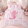 thumbnail image 1 of Erosebridal Girls Cute Bow Full Size Comforter Sets For Kids,Pink Bowtie Ribbon Monogrammed J Bedding Sets,Pink Reversible,3 Pieces, 1 of 7