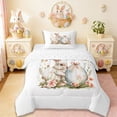 thumbnail image 1 of Erosebridal Girls Cute Bunny Twin Comforter Sets,Easter Eggs Bunny Pink Flower Floral Bedding Set For Kids Reversible 2 Pieces, 1 of 7
