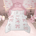 thumbnail image 1 of Erosebridal Cute Rabbit Bedding King Comforter Set, Pink Bow Down Comforter, Farm Animal Bunnies Room Decor, Reversible 3 Pieces, 1 of 8