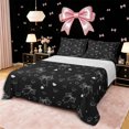 thumbnail image 1 of Erosebridal Girls Cute Ribbon Bow Full Size Sheets 4-Piece,Love Heart Print Bed Sheets for Kids Teens,Microfiber Bedroom Decor, 1 of 5