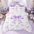 thumbnail image 1 of Erosebridal Girls Fashion Ribbon Queen Comforter Set, Purple Bow Bedding Comforter Set, Pink Reversible, 3-Piece, 1 of 6