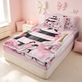 thumbnail image 1 of Erosebridal Girls Fashion Zipper Twin Comforter Sets with Fitted Sheet and 2 Pillowcases, Lipsticks Perfume Highheels Print Zipper Bedding Set, Pink Reversible, 1 of 7