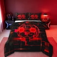 thumbnail image 1 of Erosebridal Girls Football Bedding Sets Full with Comforter,Sports Game Duvet Insert,Red Geometric Glowing Plaid Comforter Sets Full Size,Microfiber Bedroom Decor Reversible，3pcs, 1 of 8