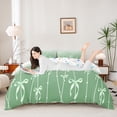 thumbnail image 1 of Erosebridal Girls Green Bow Tie Stripes Queen Duvet Cover Set,Green Ombre Bedding For Teens,Microfiber Bedroom Decor,3 Pieces,No Comforter, 1 of 5
