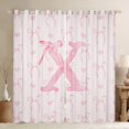 thumbnail image 1 of Erosebridal Kawaii Bowknot Curtains Pack of 2 (38x54), Initial V 30%-50% Black Out Curtains, Romantic Initial A-Z Decor, 1 of 5