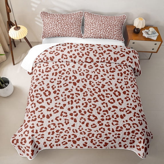 Erosebridal Girls Leopard Printed Twin Quilt Set, Fashion Cheetah Print Twin Coverlet Set, 2 Pieces