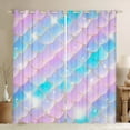 thumbnail image 1 of Erosebridal Mermaid Tail Curtains,Colorful Mermaid Scale Kawaii Curtains Living Room Decor,Teal Purple Pink Gradient Curtains Sea Ocean Life Window Curtains 2 Panels (52Wx84L), 1 of 6