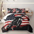 thumbnail image 1 of Erosebridal Girls Motorcycle Sport Twin Quilt Set, US Flag Print Twin Coverlet Set, 2-Piece, 1 of 7