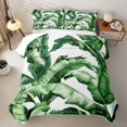 thumbnail image 1 of Erosebridal Girls Palm Leaf Bed Spread Queen, Watercolor Plant Queen Coverlet Set, White Green, 3-Piece, 1 of 7