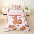 thumbnail image 1 of Erosebridal Girls Personalized Initial T Cute Capybara Twin Bedding For Kids,Cartoon Fruit Orange Watermelon Flowers Duvet Cover Set,2pcs,No Comforter,Pink Reversible, 1 of 6