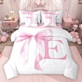 thumbnail image 1 of Erosebridal Girls Pink Bow Bedding Comforter Set, E Letter Queen Bedding Sets, Princess Style Bedroom Decor, Pink Reversible 7 Pieces, 1 of 6