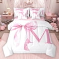 thumbnail image 1 of Erosebridal Girls Pink Bow Bedding Comforter Set, M Letter King Bedding Sets, Princess Style Bedroom Decor, Pink Reversible 7pcs, 1 of 6