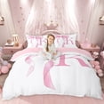 thumbnail image 1 of Erosebridal Girls Pink Bow Duvet Cover Set, K Letter Bedding Full, Princess Style Bedroom Decor, Pink Reversible 3-Piece, 1 Duvet Cover and 2 Pillowcases (No Comforter), 1 of 6