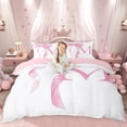 thumbnail image 1 of Erosebridal Girls Pink Bow Duvet Cover Set, M Letter Bedding Full, Princess Style Bedroom Decor, Pink Reversible 3 Pieces, 1 Duvet Cover and 2 Pillowcases (No Comforter), 1 of 6