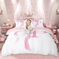 thumbnail image 1 of Erosebridal Girls Pink Bow Duvet Cover Set, P Letter Bedding Full, Princess Style Bedroom Decor, Pink Reversible 3 Pieces, 1 Duvet Cover and 2 Pillowcases (No Comforter), 1 of 6