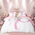 thumbnail image 1 of Erosebridal Girls Pink Bow Queen Duvet Cover Set, O Letter Bedding, Princess Style Bedroom Decor, Pink Reversible 3pcs, 1 Duvet Cover and 2 Pillowcases (No Comforter), 1 of 6