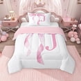 thumbnail image 1 of Erosebridal Girls Pink Bow Twin Comforter Sets, J Letter Bedding Set, Princess Style Bedroom Decor, Pink Reversible 2-Piece, 1 Comforter and 1 Pillowcase, 1 of 6
