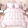 thumbnail image 1 of Erosebridal Girls Pink Bowknot 7-Piece Twin Bedding Sets For Kids,Dreamy Princess Themed Bedding Comforter Set,Reversible pink, 1 of 7