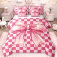 thumbnail image 1 of Erosebridal Girls Pink Bowknot 7-Piece Twin Bedding Sets,Kids Geometric Grid Printed Bedding Comforter Set,Reversible, 1 of 7
