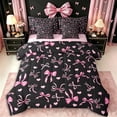 thumbnail image 1 of Erosebridal Girls Pink Ribbon Bow Bedding Comforter Set 7pcs,Love Heart Print Queen Bedding Sets for Kids Teens,Pink Reversible,Ultra Soft Home Decor, 1 of 6