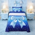 thumbnail image 1 of Erosebridal Girls Princess Ribbon Bow Twin Sheet Sets 3pcs,Teens Gradient Bling Glitter Print Bedding,Ultra Soft Home Decor, 1 of 5