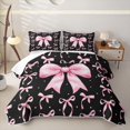thumbnail image 1 of Erosebridal Girls Princess Ribbon Twin Quilt Set, Butterfly Knot Twin Coverlet Set, Black Pink, 2pcs, 1 of 7