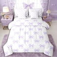 thumbnail image 1 of Erosebridal Girls Purple Bow Bedding Comforter Set 7-Piece,Kawaii Ribbon Bowtie King Bedding Sets for Kids Teens,Lightweight Room Decor, 1 of 6