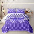 thumbnail image 1 of Erosebridal Girls Purple Plaid Bowknot Bed Spread Queen,Teens Vintage Polka Dots Flowers Queen Coverlet Set, 1 of 7
