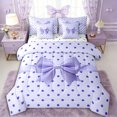 thumbnail image 1 of Erosebridal Girls Purple Ribbon Bow Bedding Comforter Set 7pcs,Kids Teens Vintage Polka Dots Queen Bedding Sets,Lightweight Room Decor, 1 of 6