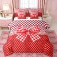 thumbnail image 1 of Erosebridal Girls Red Plaid Bowknot Twin Bedding Sets 7-Piece,Teens Vintage Polka Dots Flowers Bedding Comforter Set,Super Cozy Room Decor, 1 of 6