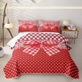 thumbnail image 1 of Erosebridal Girls Red Plaid Bowknot Twin Quilt Set,Teens Vintage Polka Dots Flowers Twin Coverlet Set, 1 of 7
