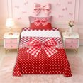 thumbnail image 1 of Erosebridal Girls Red Plaid Bowknot Twin Sheet Sets 3pcs,Teens Vintage Polka Dots Flowers Bedding,Super Cozy Room Decor, 1 of 5
