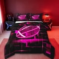 thumbnail image 1 of Erosebridal Girls Rubgy Bedding Sets Twin with Comforter,Sports Game Duvet Insert,Pink Geometric Glowing Plaid Comforter Sets Twin Size,Microfiber Bedroom Decor Reversible，2pcs, 1 of 8