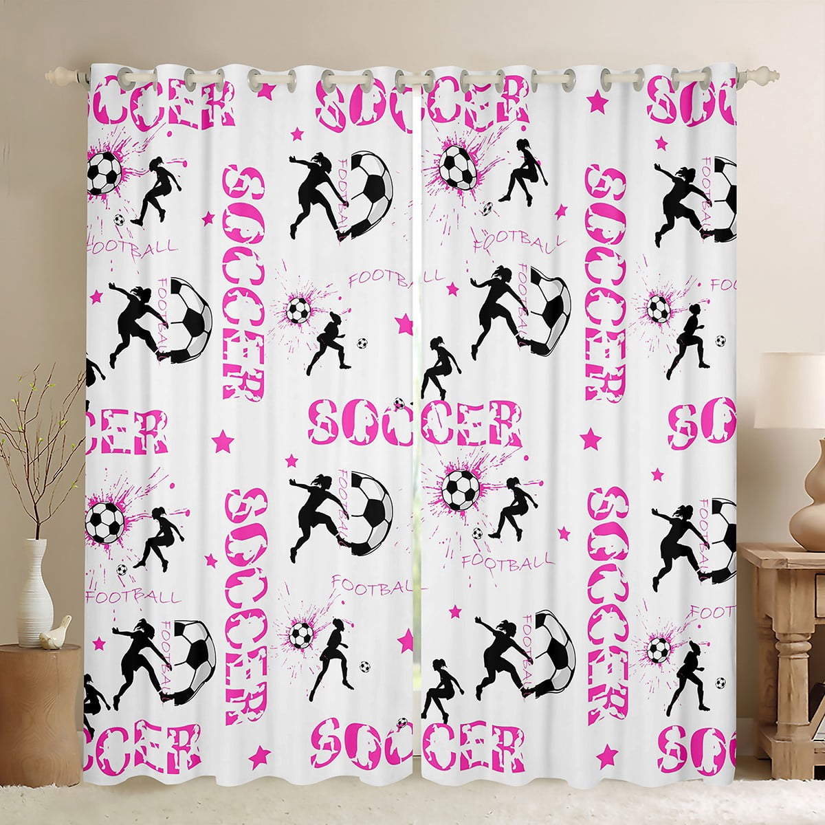 Personalized Football City Blackout Curtains – Custom Name & Number, 2 Panels Set For Bedroom Or Living Room (Houston)