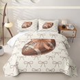 thumbnail image 1 of Erosebridal Girls Sport Bow Football Quilt Full,Brown Bowtie Rugby Full Bedspread Sets Teens Boys, 1 of 7