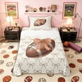 thumbnail image 1 of Erosebridal Girls Sport Bow Football Twin Sheet Sets 3pcs,Brown Bowtie Rugby Bedding for Kids Teens Boys,Ultra Soft Home Decor, 1 of 5