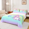 thumbnail image 1 of Erosebridal Girls Unicorn Rainbow Print Bed Sheets,Colorful Glitter Print Monogrammed J King Sheets For Kids 4 Pieces, 1 of 6
