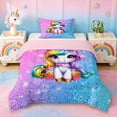 thumbnail image 1 of Erosebridal Girls Unicorn Twin Comforter Sets,Multicolor Glitter Print Bedding Set For Kids,Reversible Pink 2pcs, 1 of 7