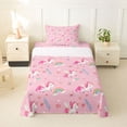 thumbnail image 1 of Erosebridal Girls Unicorn Twin Sheet Sets,Cartoon Rainbow Print Cute Flowers Bedding For Kids 3 Pieces, 1 of 6