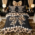 thumbnail image 1 of Erosebridal Girls Vintage Cheetah Print Bow Bedding Comforter Set 7pcs,3D Pearl Print Queen Bedding Sets for Teens,Black Reversible,Microfiber Bedroom Decor, 1 of 6