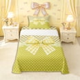 thumbnail image 1 of Erosebridal Girls Yellow Plaid Bowknot Twin Sheet Sets 3pcs,Teens Vintage Polka Dots Flowers Bedding,Super Cozy Room Decor, 1 of 5