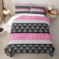 thumbnail image 1 of Erosebridal Girly Boho Damask Quilt King for Women Girls, Fashion Cheetah Print King Coverlet Set, 3 Pieces, 1 of 7
