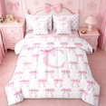 thumbnail image 1 of Erosebridal Girly Bow 7 Pieces Bedding Comforter Set For Kids,Pink Letter D Personalized Initial Full Bedding Set,Pink Reversible, 1 of 7