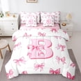 thumbnail image 1 of Erosebridal Girly Bowknot Initial Bedding Sets Twin Size,Dreamy Princess Comforter Sets with Sheets,Teens Bedroom Decor,Reversible,Breathable,7-Piece, 1 of 5