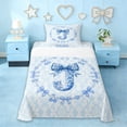 thumbnail image 1 of Erosebridal Girly Bowknot Print Twin Sheet Sets,Vintage Blue Monogrammed J Bedding For Kids Women 3-Piece, 1 of 6