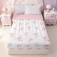thumbnail image 1 of Erosebridal Girly Bowknot Zipper Full Size Comforter Sets with Fitted Sheet and 2 Pillowcases,Pink Princess Ribbon Zipper Bedding Set,Pink Reversible,4pcs, 1 of 7