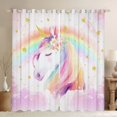 thumbnail image 1 of Erosebridal Girly Dreamy Unicorn Curtains Pack of 2 (42x84 Each), Cartoon Rainbow Flower Curtains Blackout, 1 of 6