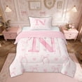 thumbnail image 1 of Erosebridal Girly Fairly Bedding Twin Comforter Set, Romantic Initial N Down Comforter, Kawaii Pink Bowknot, Reversible 2pcs, 1 of 7